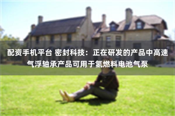 配资手机平台 密封科技：正在研发的产品中高速气浮轴承产品可用于氢燃料电池气泵